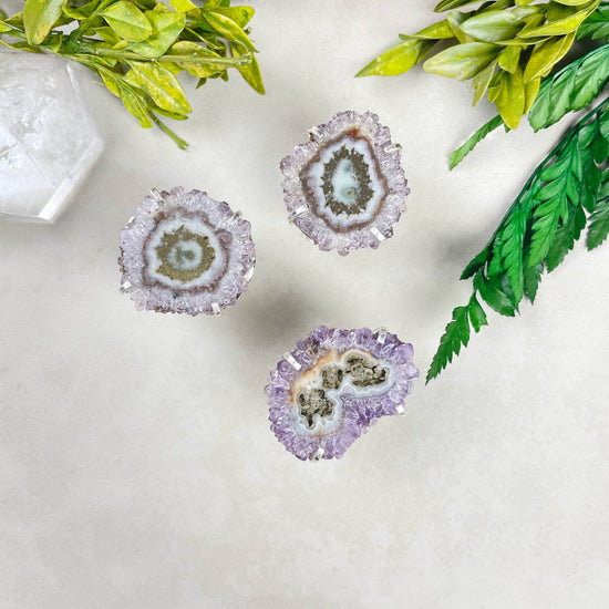 Silver or Gold Amethyst Stalactite Cuff Ring