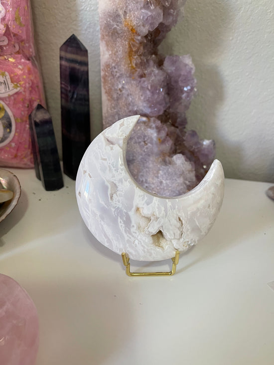 Druzy White Agate Moon